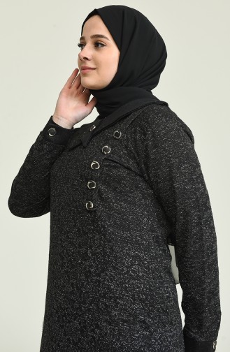 Schwarz Hijab Kleider 4490A-02
