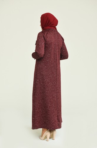 Claret Red Hijab Dress 4490A-03