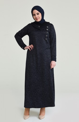 Navy Blue Hijab Dress 4490A-05