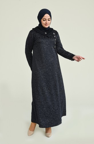 Navy Blue Hijab Dress 4490A-05
