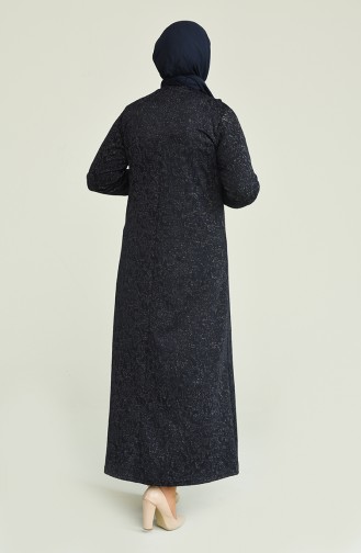 Büyük Beden Simli Elbise 4490A-05 Lacivert