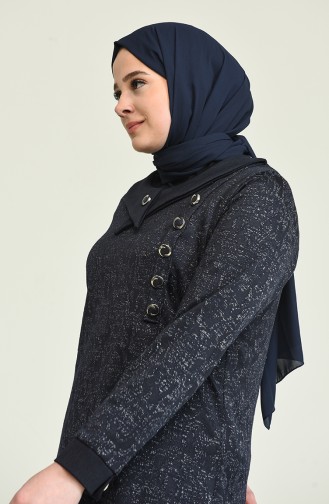 Navy Blue İslamitische Jurk 4490A-05