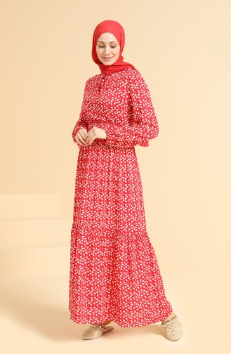 Rot Hijab Kleider 60217A-01