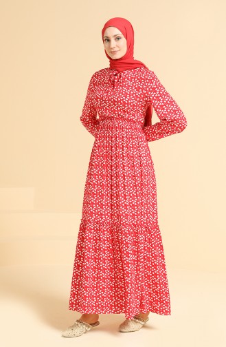 Rot Hijab Kleider 60217A-01