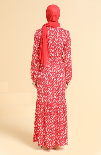Rot Hijab Kleider 60217A-01