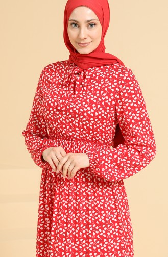 Rot Hijab Kleider 60217A-01