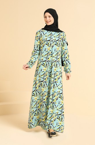 Green Hijab Dress 3302-07