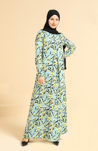 Grün Hijab Kleider 3302-07