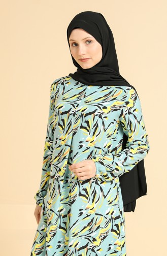 Grün Hijab Kleider 3302-07