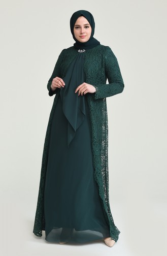 Smaragdgrün Hijab-Abendkleider 4001-04