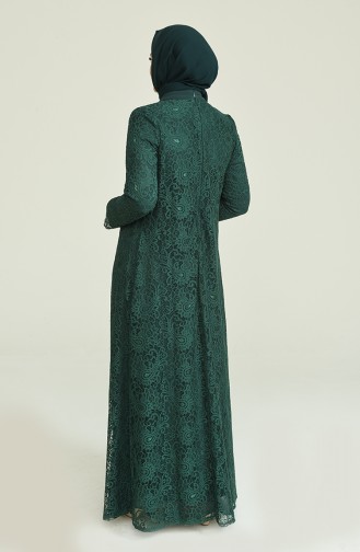 Emerald Green Hijab Evening Dress 4001-04