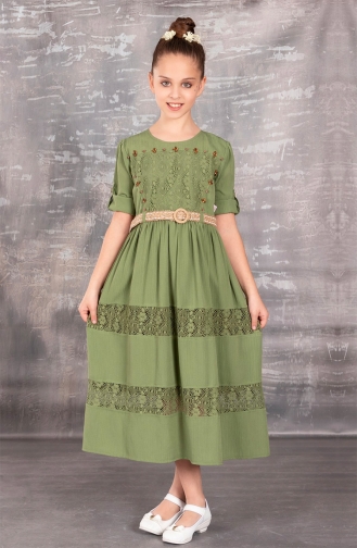 Khaki Children`s Dress 1798T-01