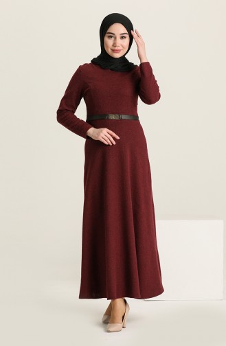 Claret red İslamitische Jurk 7128-01