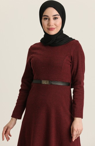 Weinrot Hijab Kleider 7128-01