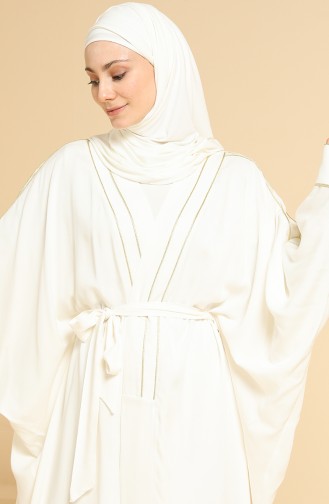 Oyya Gebetskleid aus Baumwolle-schweißfester Stoff mit Paspeln 238414-04 Ekrü-Gold 238414-04