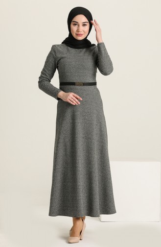 Grau Hijab Kleider 7128-05