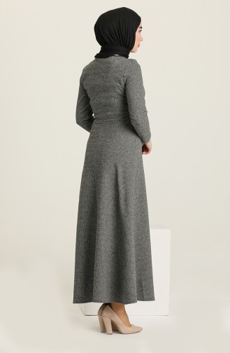 Belt Detailed Dress 7128-05 Gray 7128-05