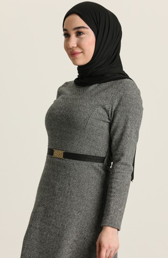 Grau Hijab Kleider 7128-05