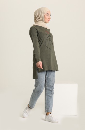 Tunique Imprimée 3057-02 Khaki 3057-02