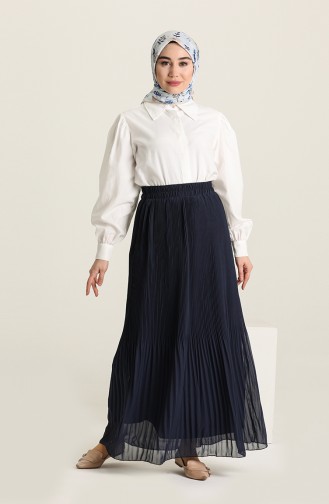 Pleated Skirt 3009-02 Navy Blue 3009-02
