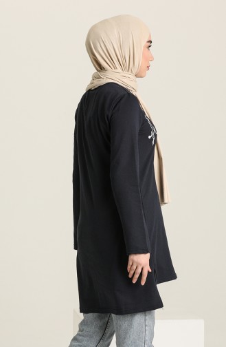 Baskılı Asimetrik Tunik 3059-05 Lacivert