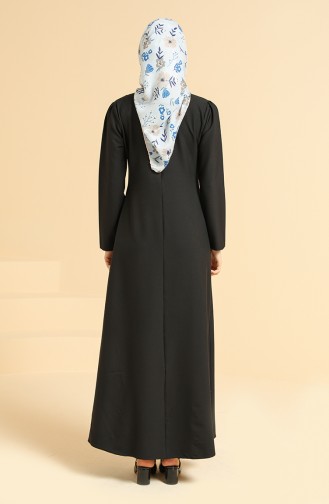 Schwarz Hijab Kleider 4508-07