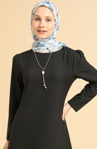 Schwarz Hijab Kleider 4508-07