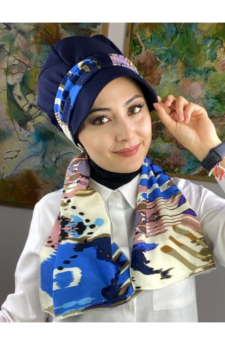 Blau Praktischer Turban 73BST060322-13