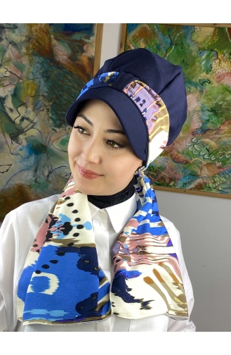 Blau Praktischer Turban 73BST060322-13