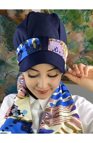 Blau Praktischer Turban 73BST060322-13