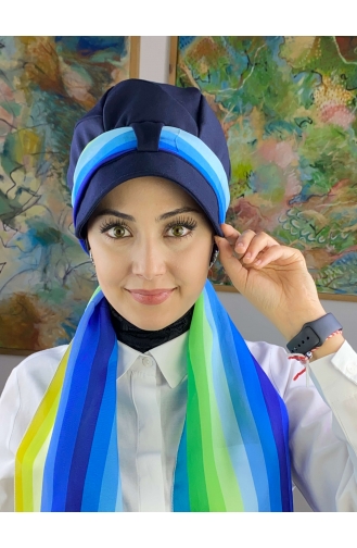 Turban Pret-a-Porter Bleu 73BST060322-04