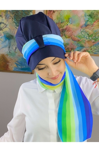 Turban Pret-a-Porter Bleu 73BST060322-04