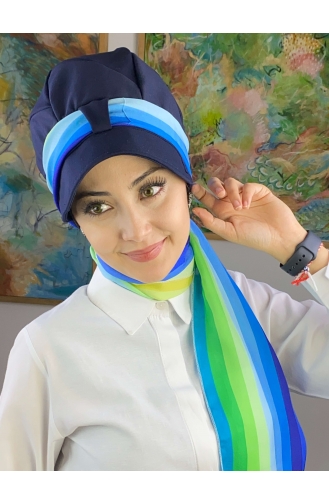 Turban Pret-a-Porter Bleu 73BST060322-04