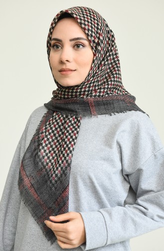 Kaz Ayağı Desen Flamlı Eşarp 13161-15 Lacivert Taba