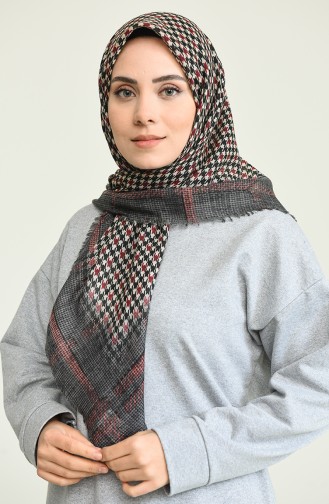 Kaz Ayağı Desen Flamlı Eşarp 13161-15 Lacivert Taba