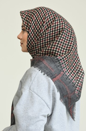 Kaz Ayağı Desen Flamlı Eşarp 13161-15 Lacivert Taba