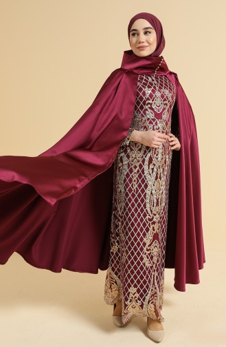 Fuchsia Hijab Evening Dress 11836