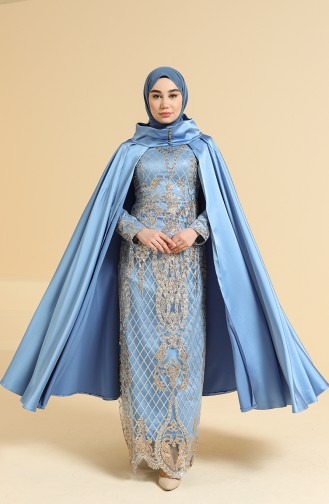 Blau Hijab-Abendkleider 11834