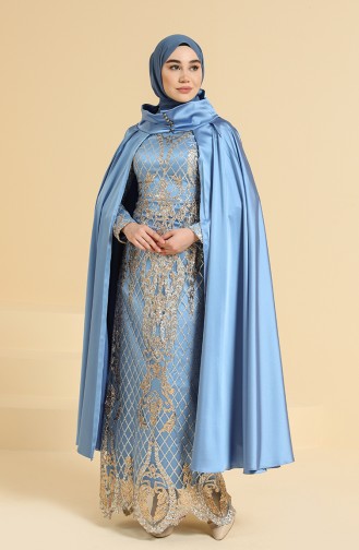 Blau Hijab-Abendkleider 11834