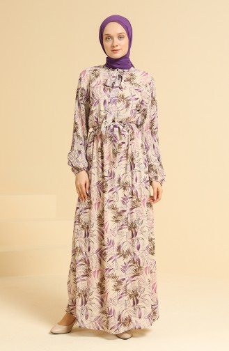 Beige Hijab Dress 0826-01