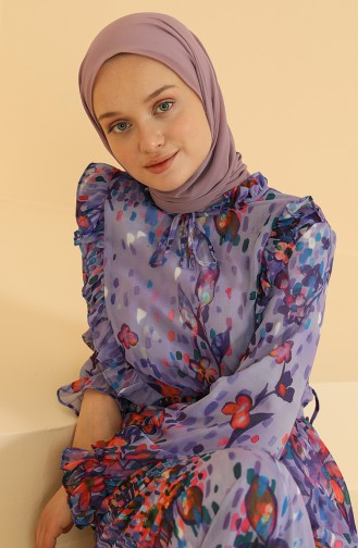 Lila Hijab Kleider 0833-03