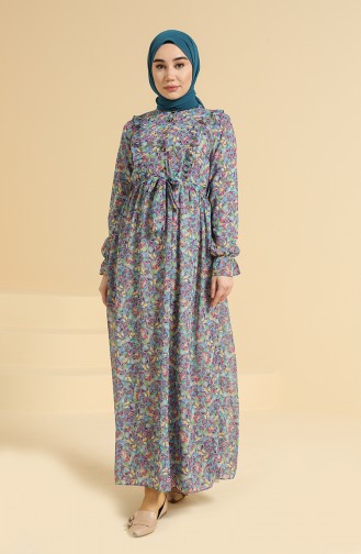 Lila Hijab Kleider 7449-01