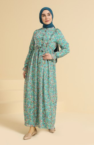 Robe Hijab Pétrole 7449-02