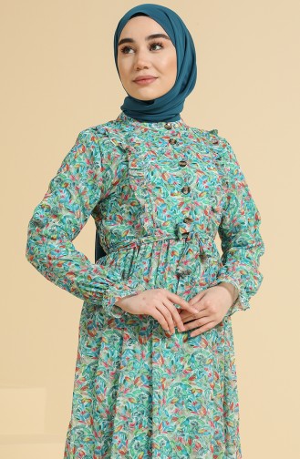 Robe Hijab Pétrole 7449-02