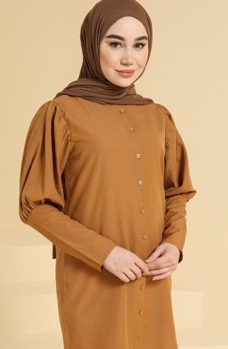 Düğmeli Tunik 6558-02 Hardal