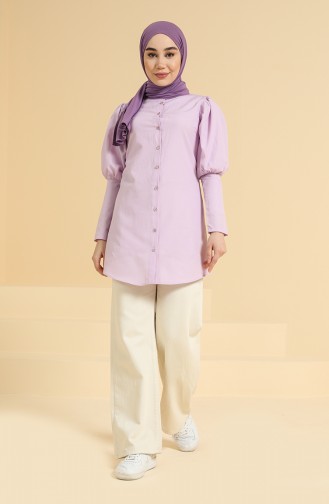 Düğmeli Tunik 6558-04 Lila