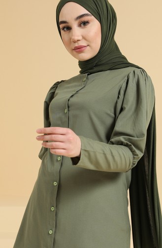 Düğmeli Tunik 6558-07 Haki