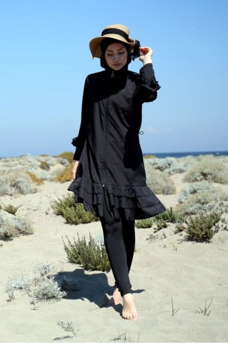Schwarz Hijab Badeanzug 1709