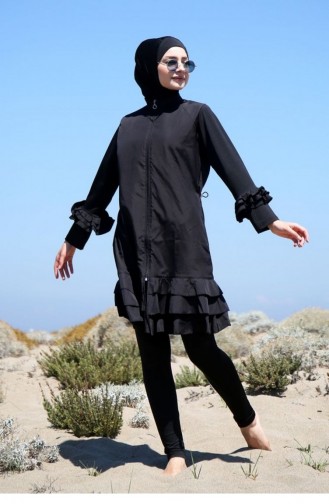 Schwarz Hijab Badeanzug 1709
