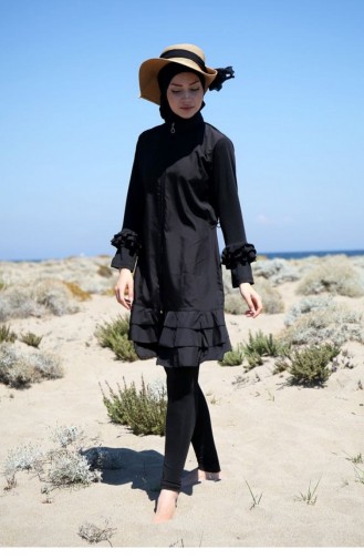 Schwarz Hijab Badeanzug 1709